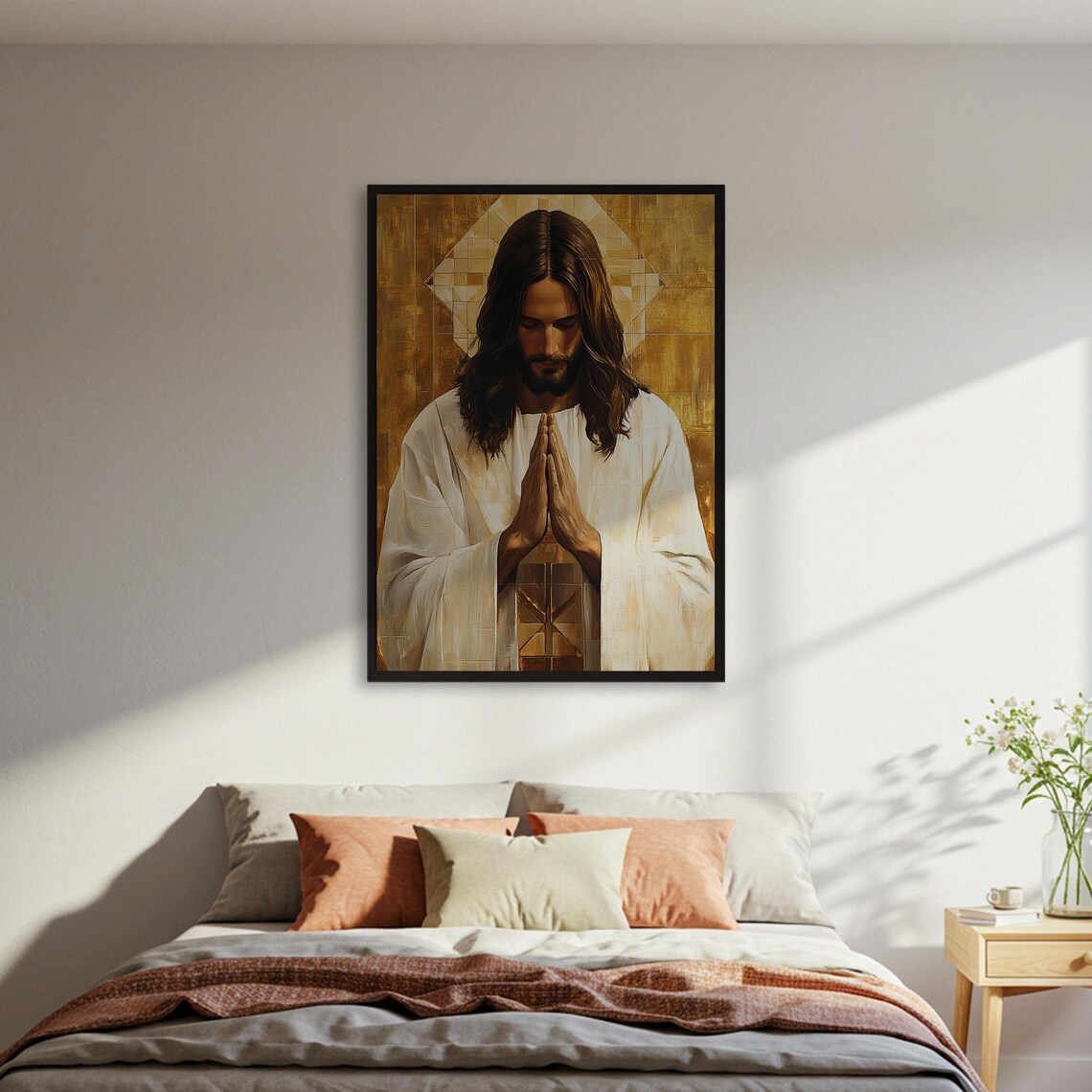 Jesus Praying Painting, Spiritual Christian Art Print