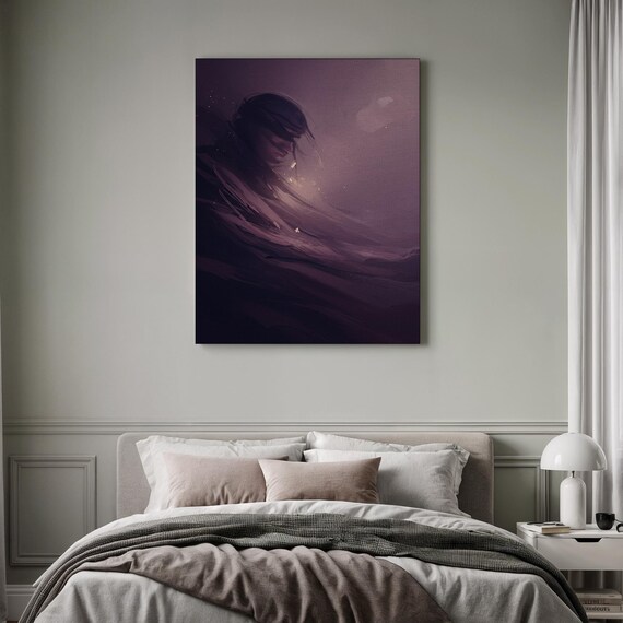 Dark Purple Abstract Female Figure Moody Painterly Art Poster