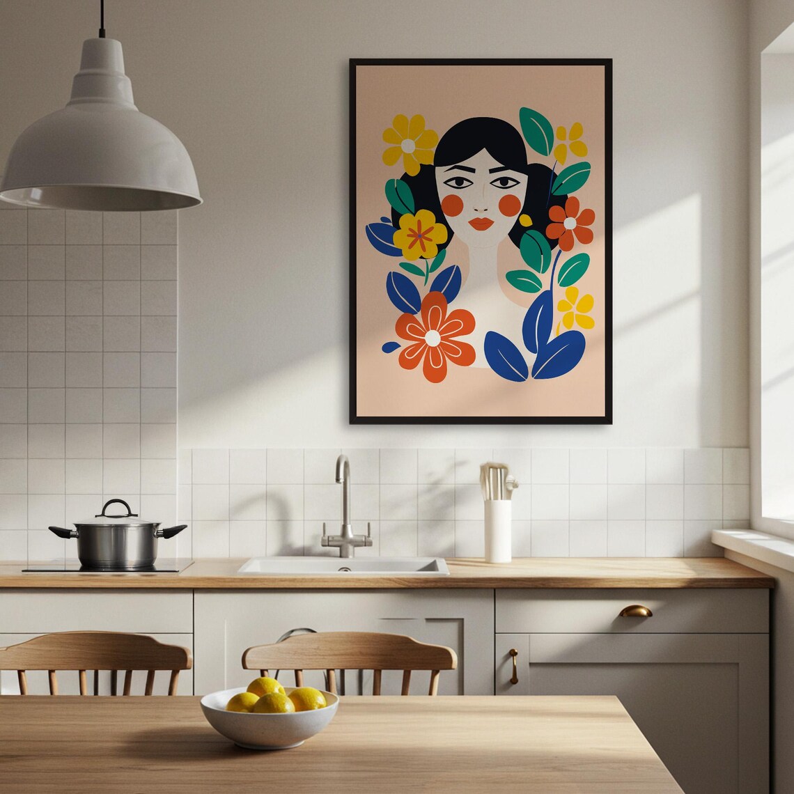 Colorful Woman And Flowers, Modern Portrait Poster - Image 3