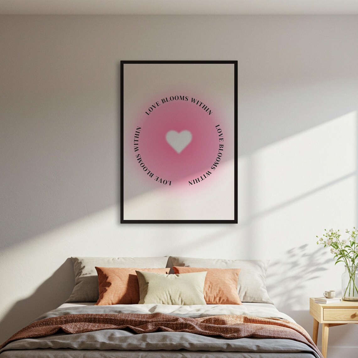 Love Blooms Within Pink Aura Heart Inspirational Gradient Poster
