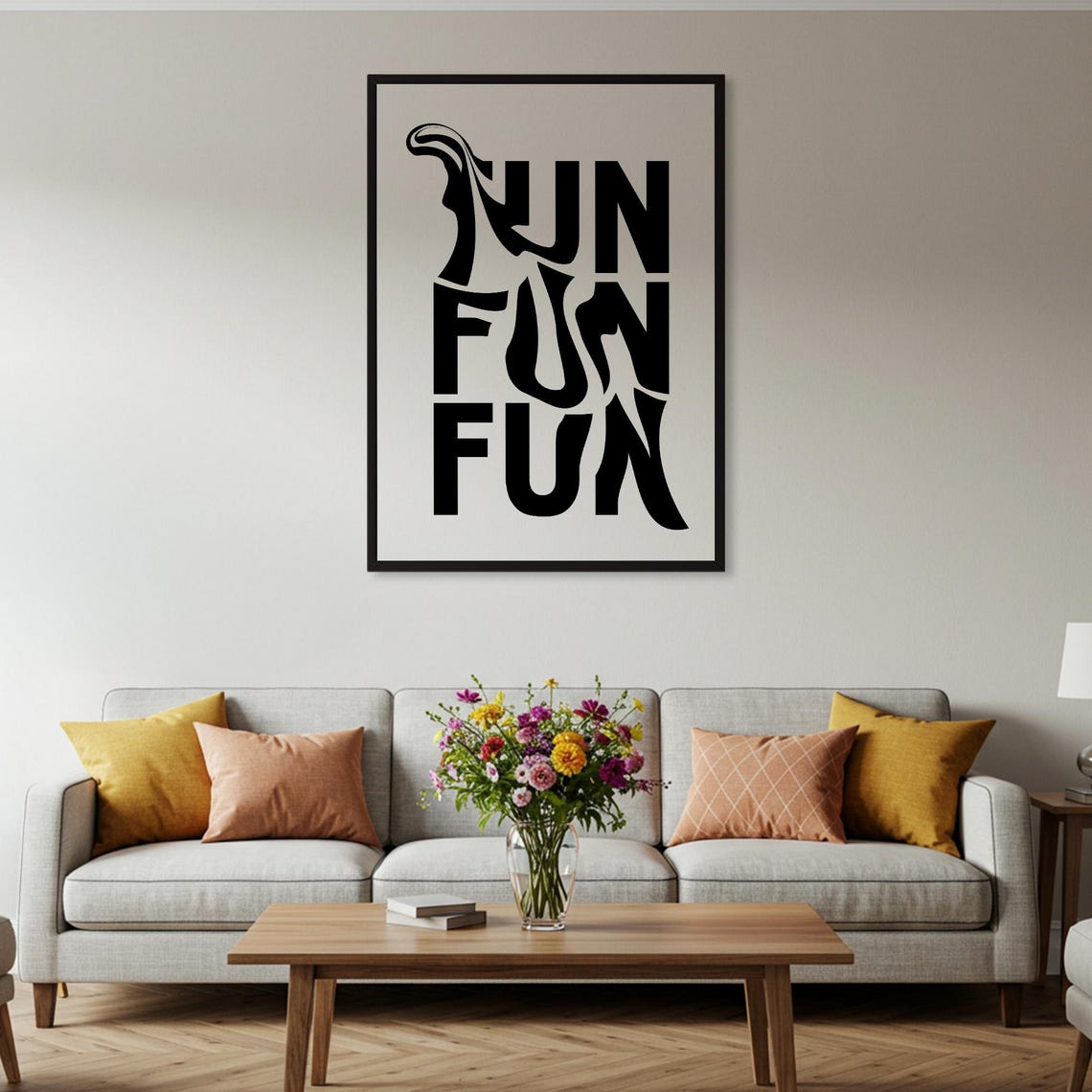 FUN Bold Wavy Typography Modern Black White Statement Poster - Image 2