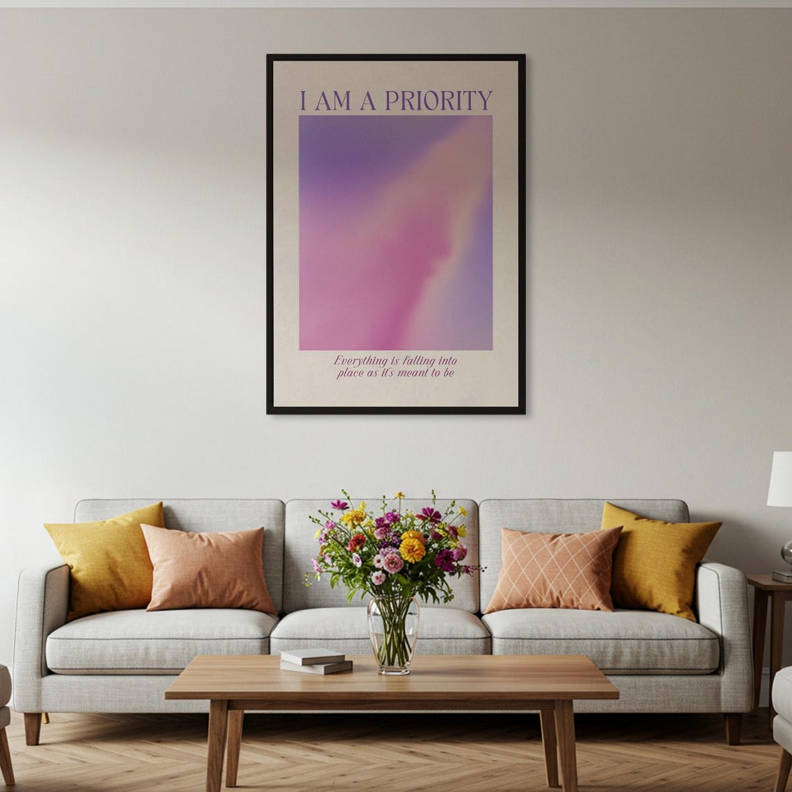 I Am A Priority Pink Purple Aura Affirmation Gradient Quote Poster - Image 2