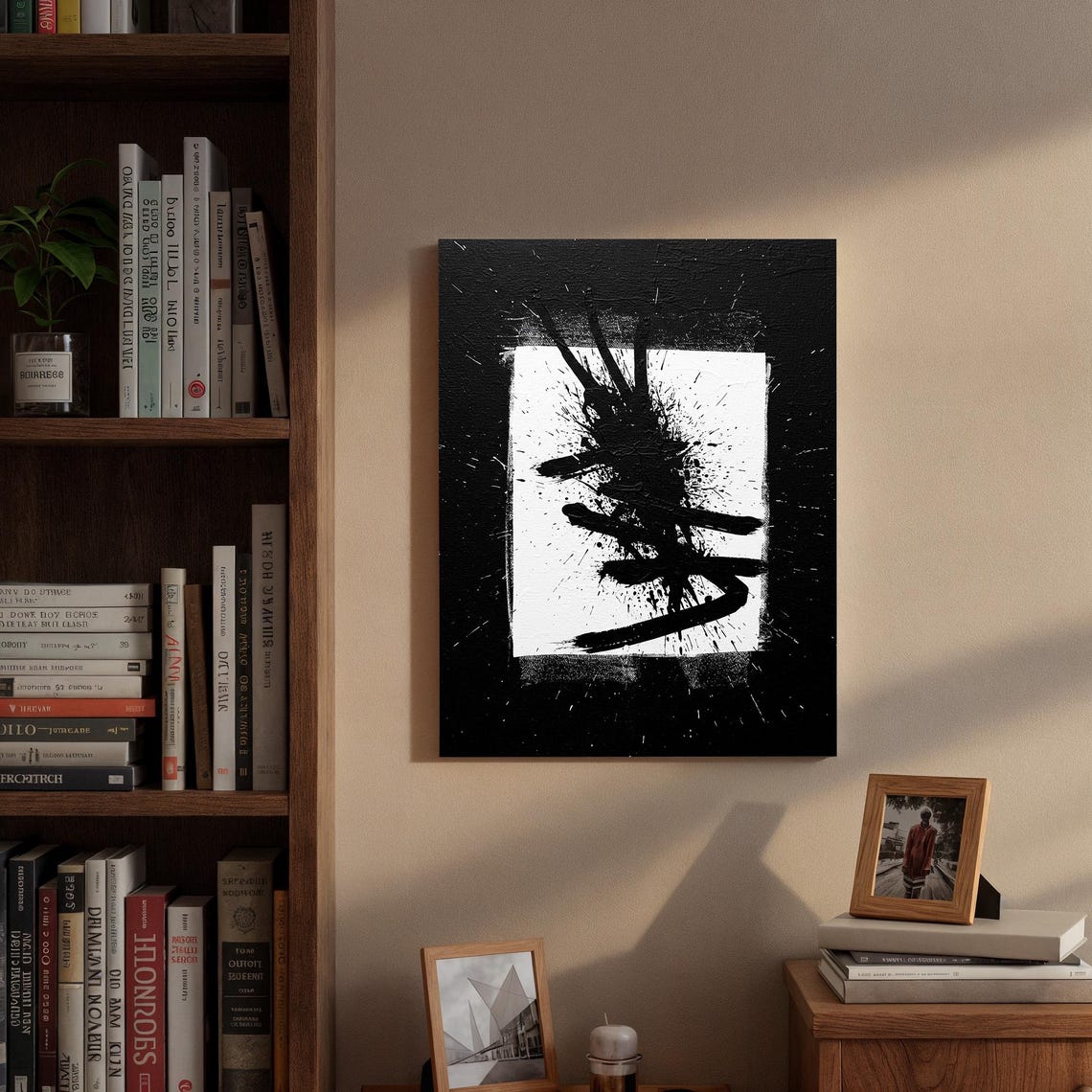 Black and White Ink Splatter Abstract Expressionist Art Poster - Image 3