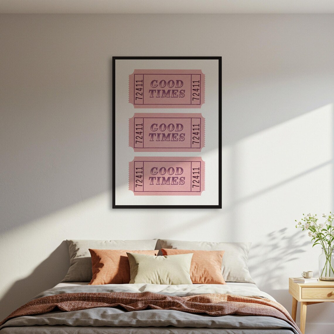 Good Times Pink Ticket Trio Retro Admission Minimalist Poster