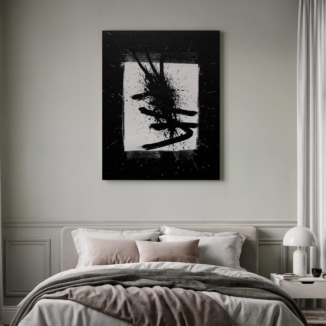 Black and White Ink Splatter Abstract Expressionist Art Poster