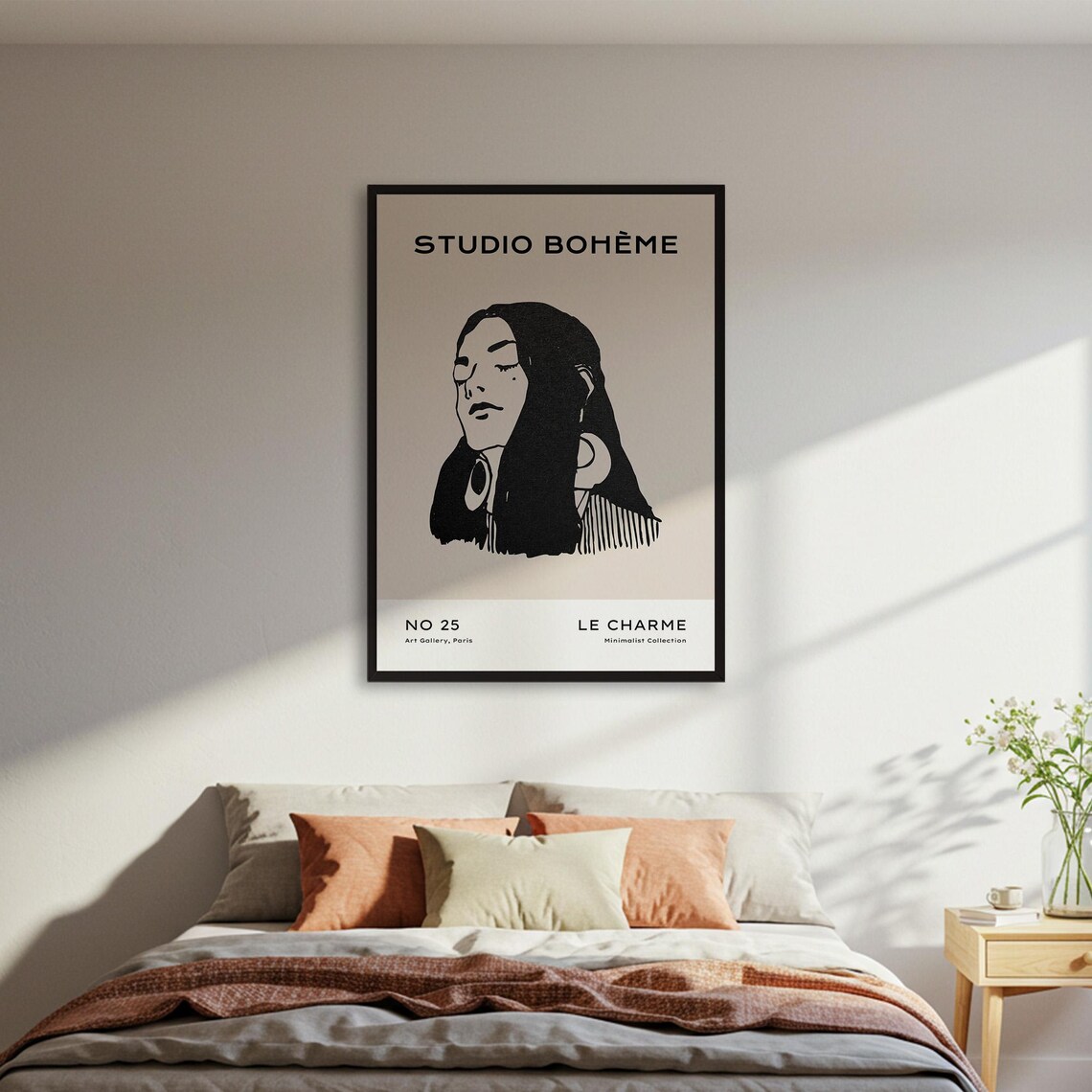 Le Charme Studio Boheme Line Art Woman Portrait Paris Gallery Poster