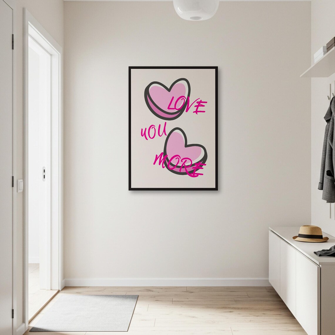 Love You More Heart, Minimalist Romantic Poster - Image 2