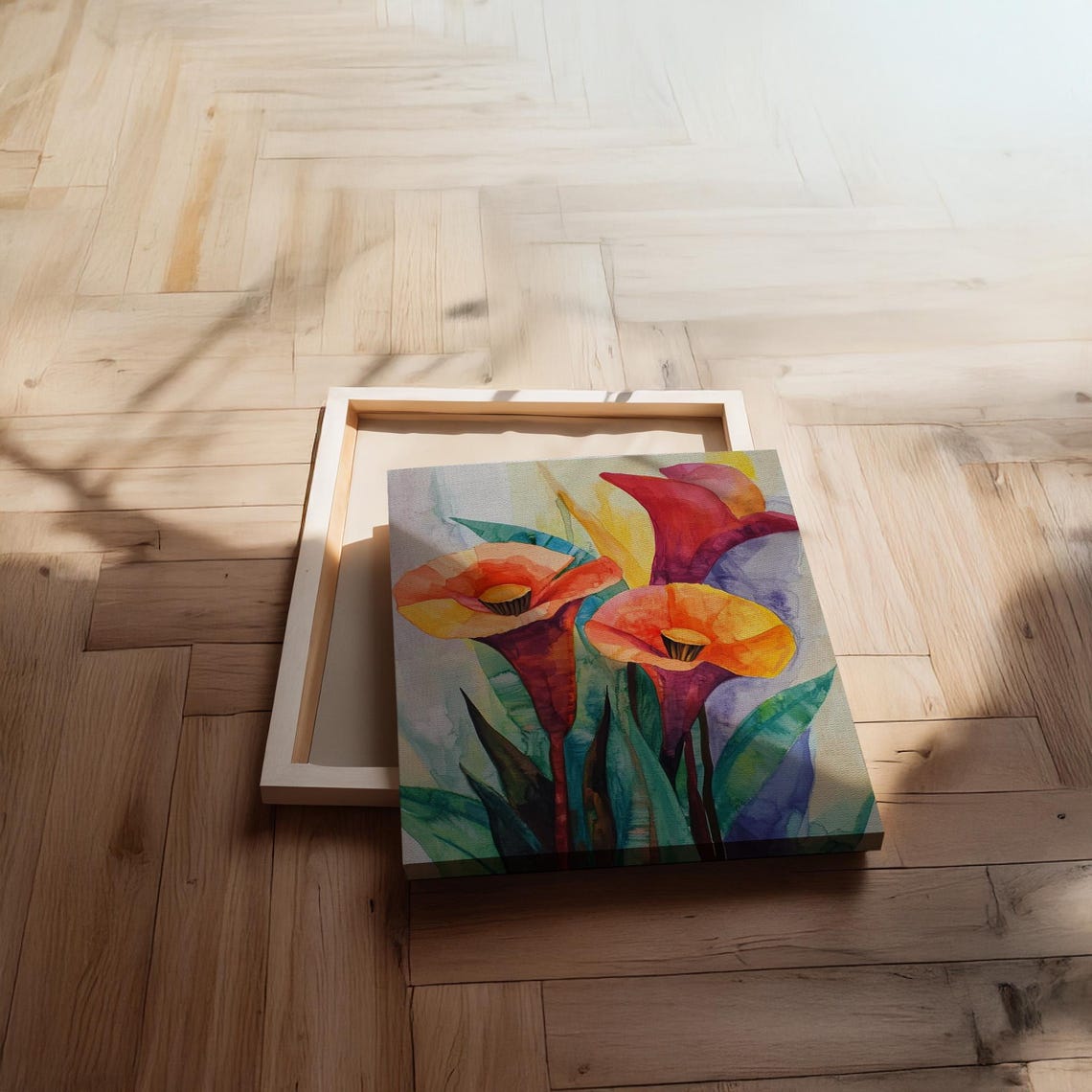 Colorful Calla Lily Watercolor Bouquet Elegant Floral Poster - Image 2