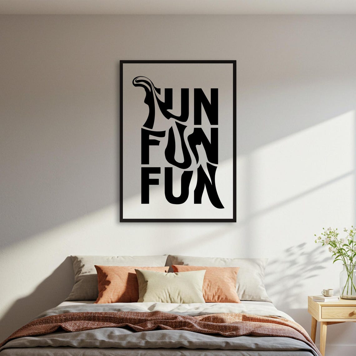 FUN Bold Wavy Typography Modern Black White Statement Poster