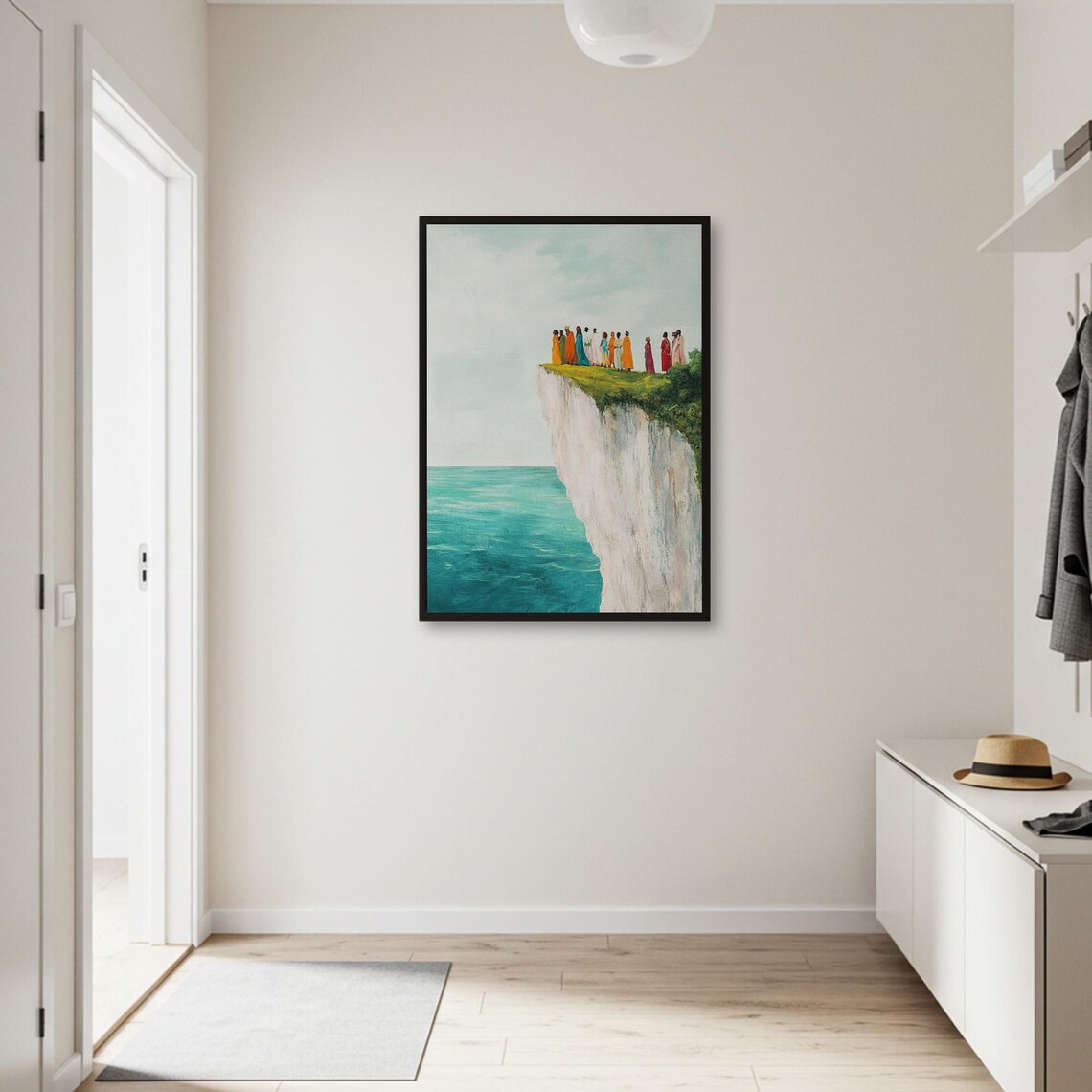 People On Cliff Edge, Coastal Landscape Art Print - Image 2
