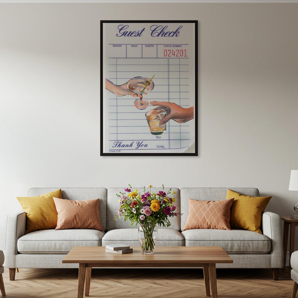 Guest Check Cocktail Cheers Martini Whiskey Bar Decor Poster - Image 2