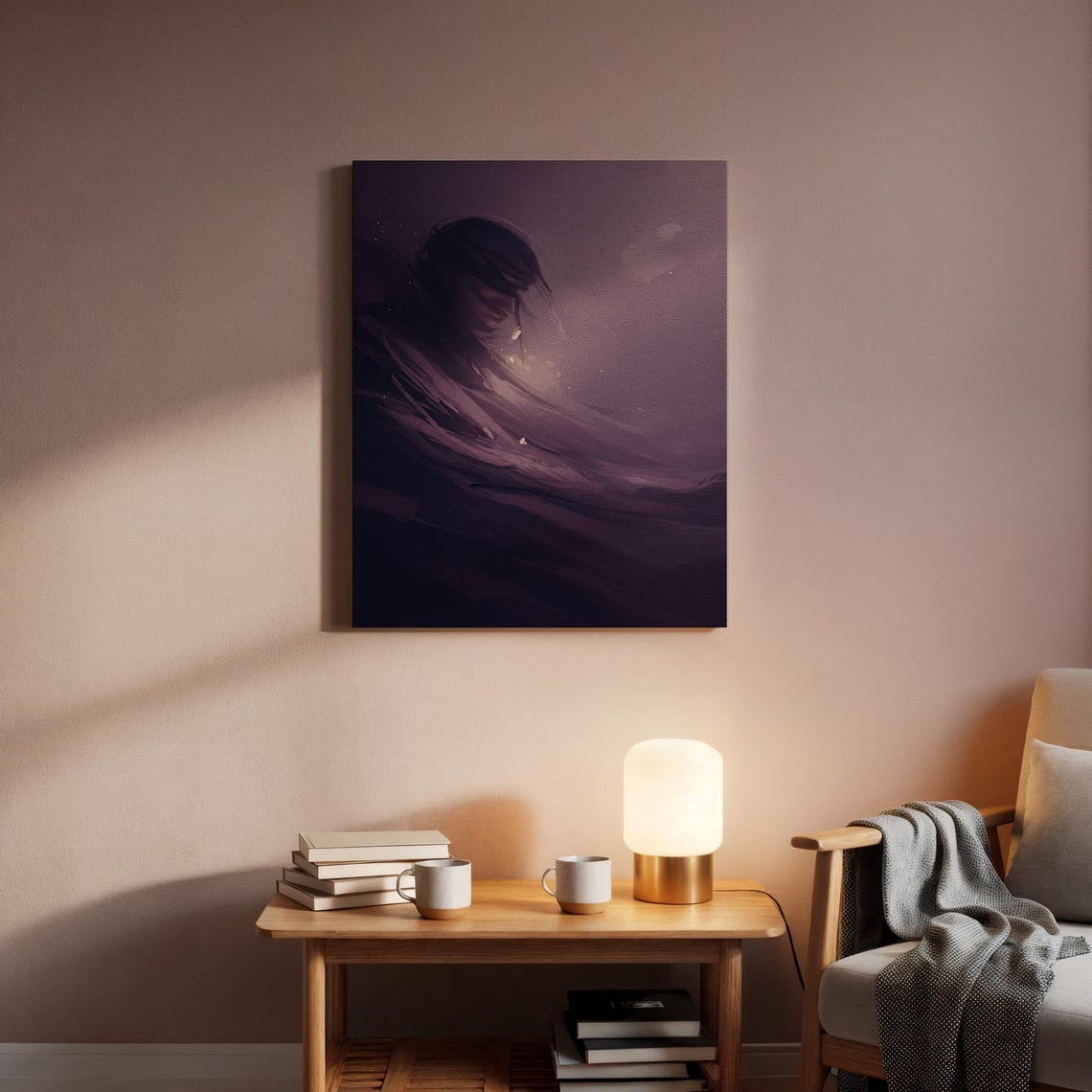 Dark Purple Abstract Female Figure Moody Painterly Art Poster - Image 2