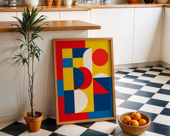 Playhaus Style Abstract Print Geometric Wall Art Modernist Poster Retro Design Midcentury Modern Home Dcor