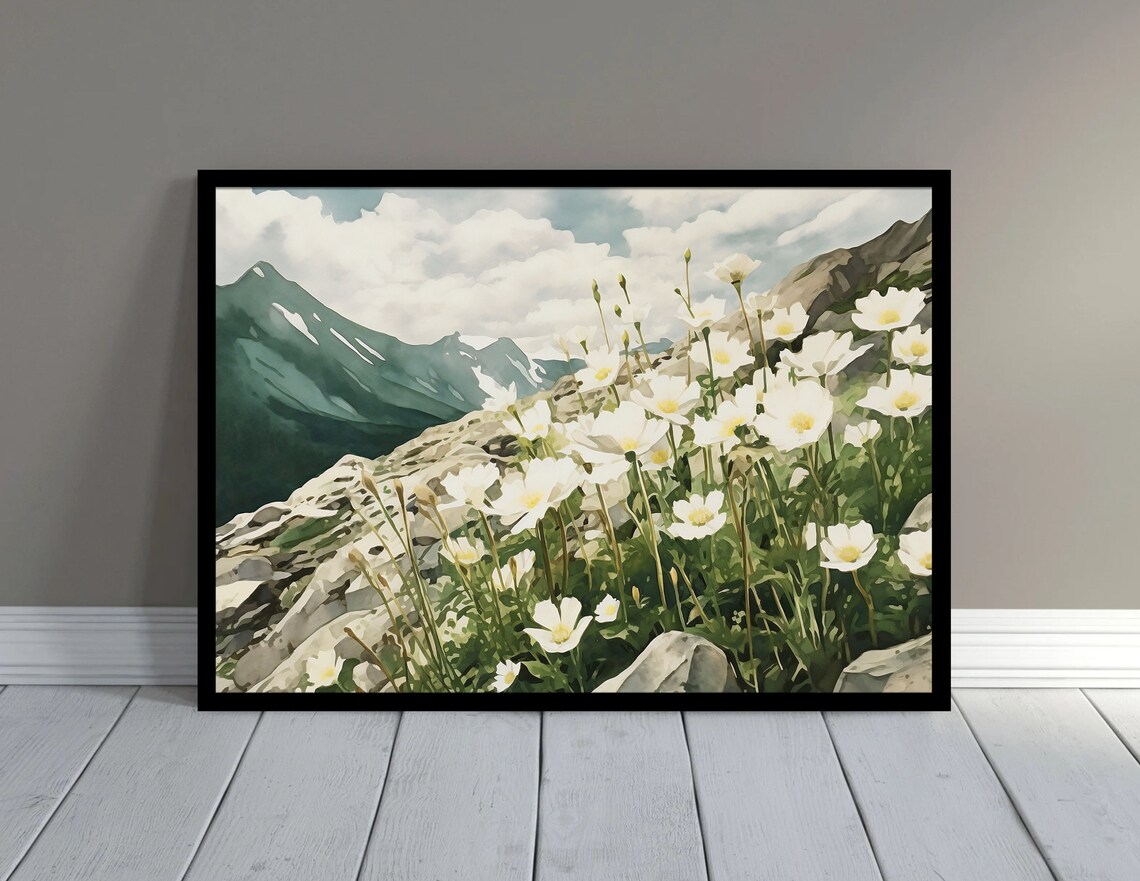 Mountain Valley Watercolor Landscape Art Print - Image 4