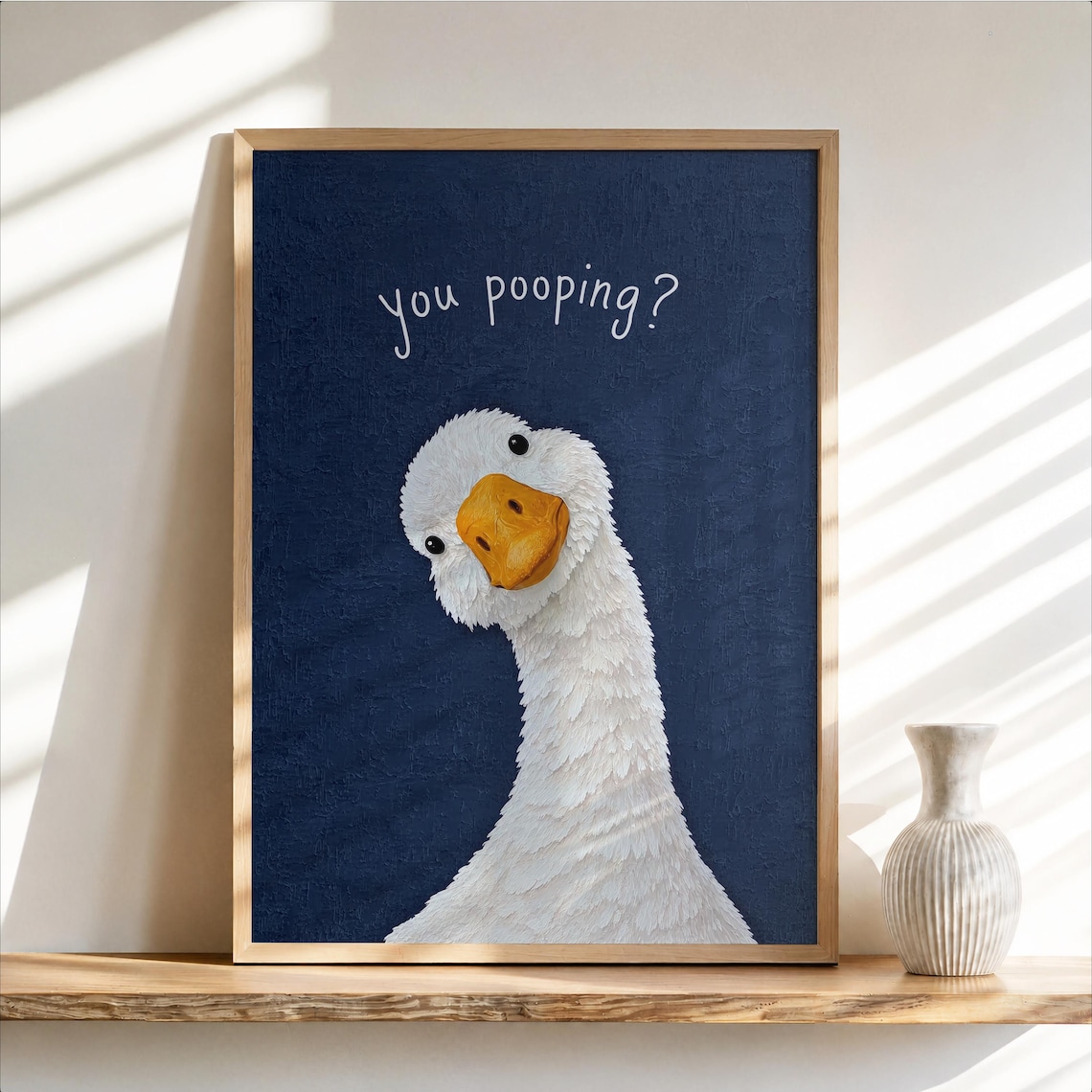 Funny You Poopin Goose Bathroom Sign Quirky Restroom Decor Humorous Farm Animal Poster Geese Wall Art Print Gift - Image 5