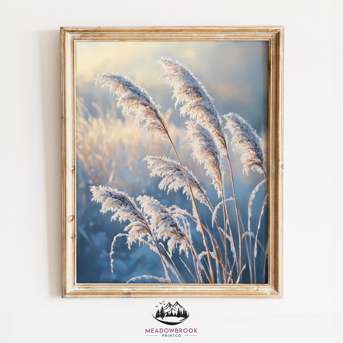 Frosted Wild Grasses In Morning Light Winter Meadow Nature Art Poster