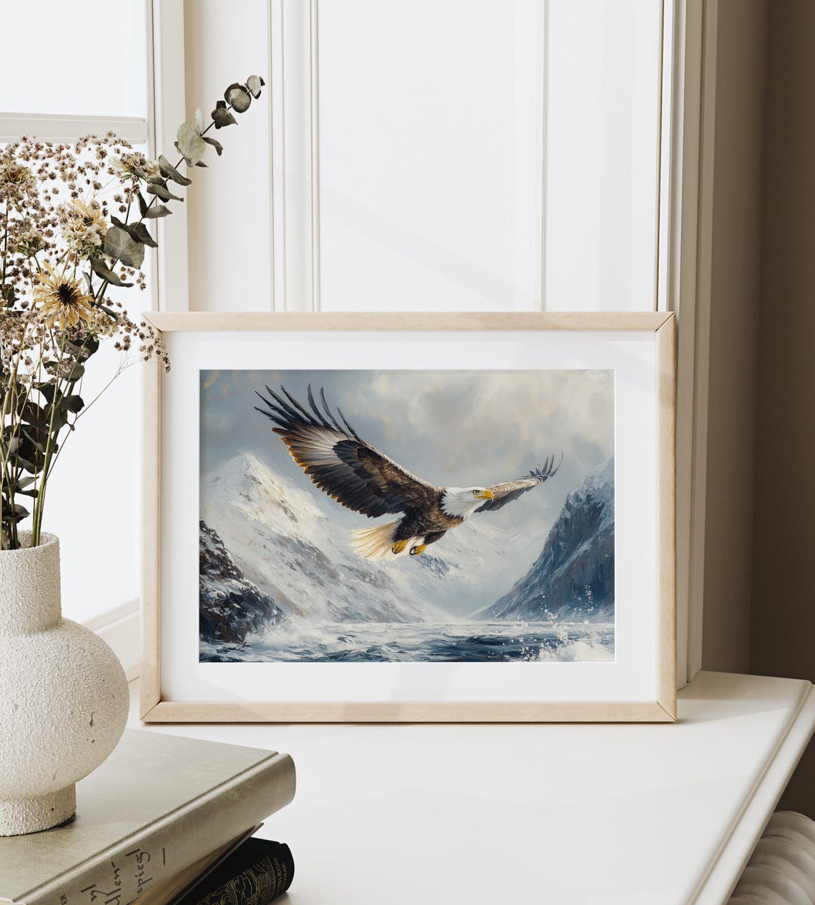 Bald Eagle Flying Over Icy Mountains Winter Wilderness Bird Poster - Image 3