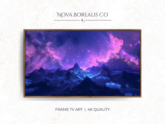 Galactic Sky Tv Art Samsung Frame Pink Blue Space Scene Cosmic Landscape Decor Starry Night Artwork 4