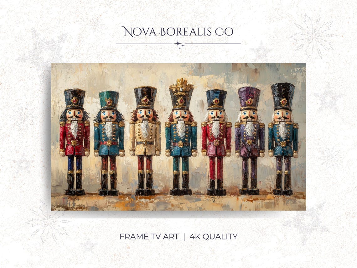 Vintage Christmas Nutcracker Soldiers Row Festive Holiday Print