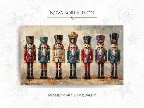 Vintage Christmas Nutcracker Soldiers Row Festive Holiday Print