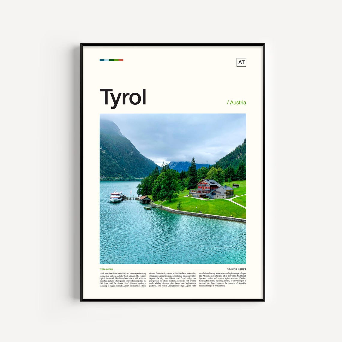 Tyrol Austria Alpine Lake Mountain Lodge Photo Travel Poster