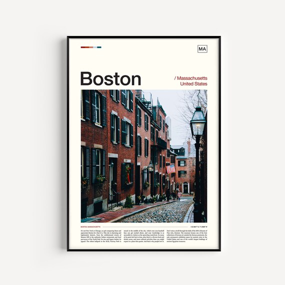 Boston Historic Cobblestone Street Brick Townhouses Old Lamp Poster
