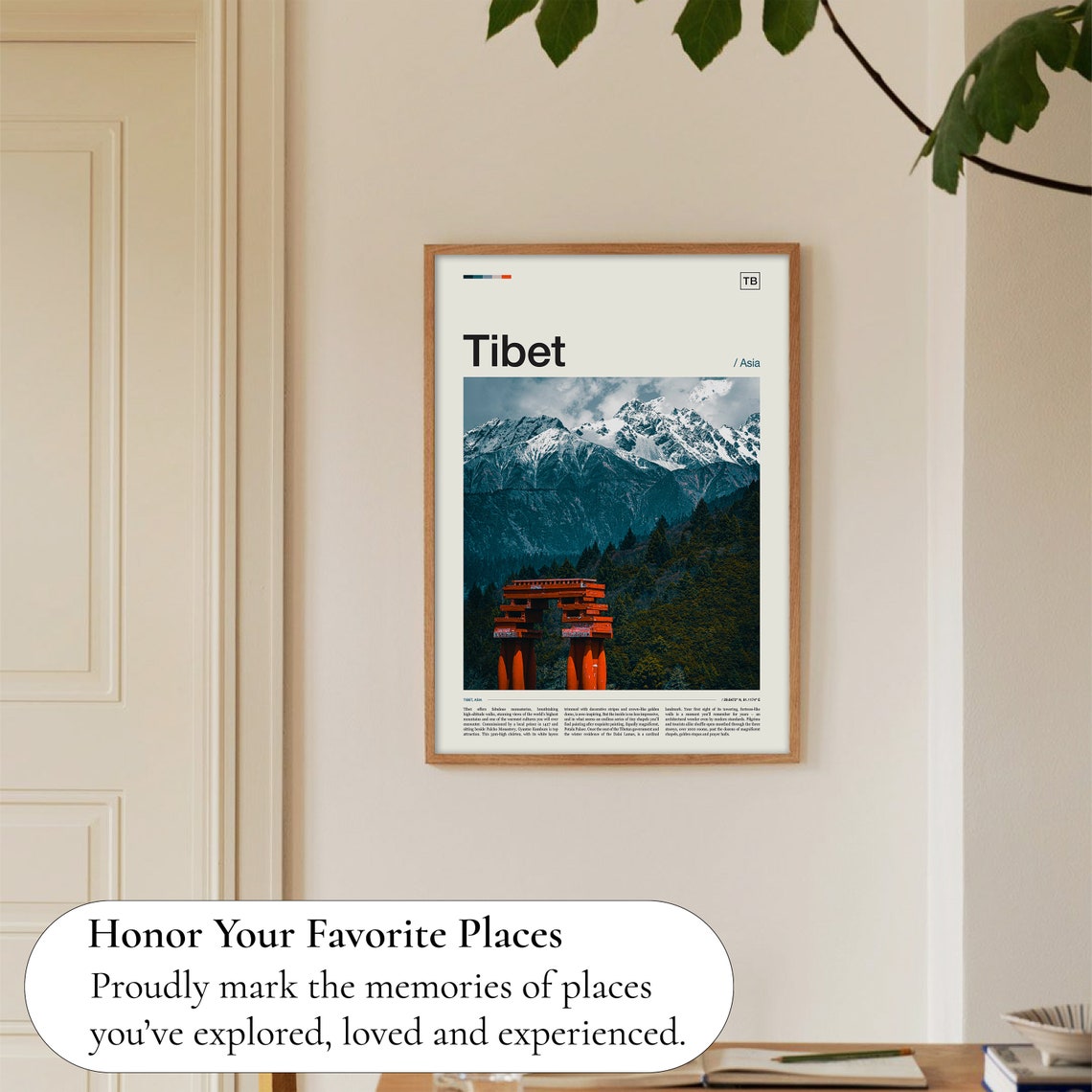 Tibet Snow Capped Himalayan Mountain Peaks Red Temple Art Poster - Image 5