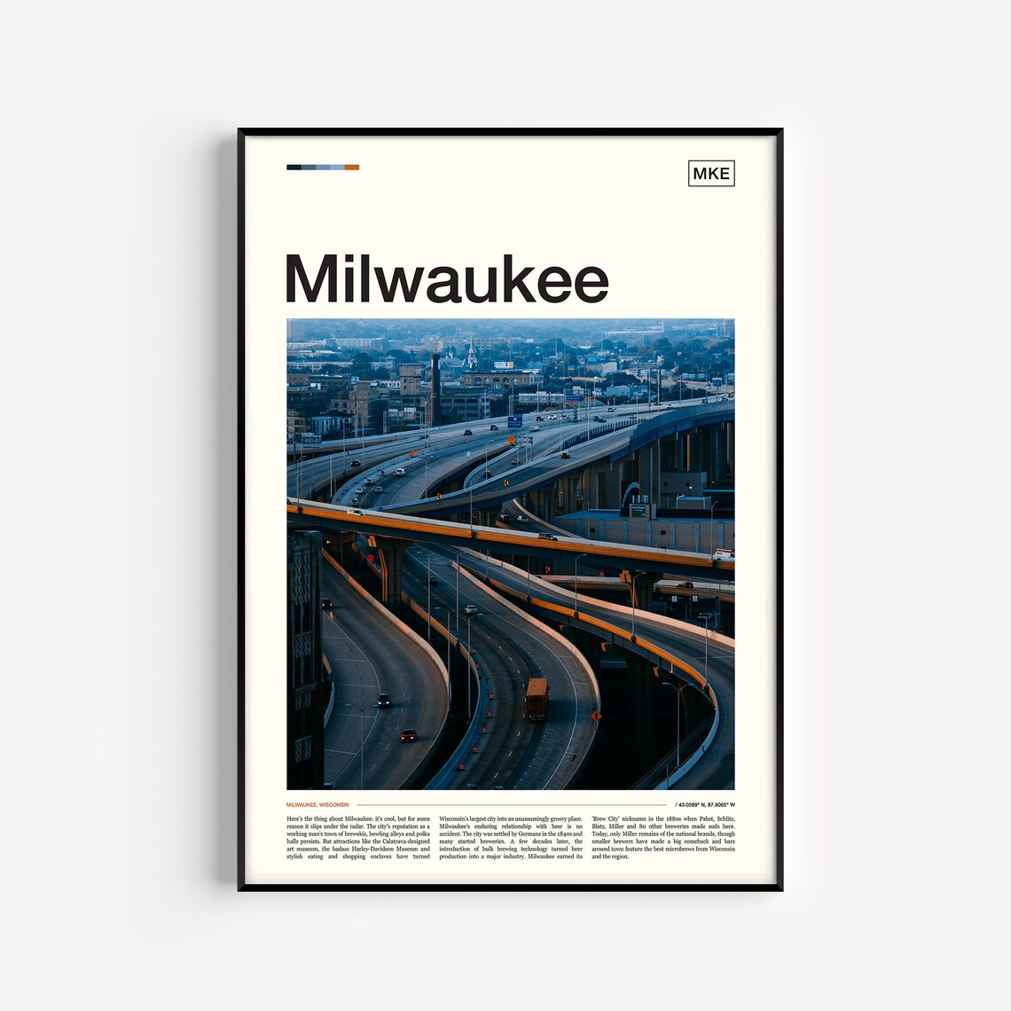 Milwaukee Travel Poster, City Wall Art Print