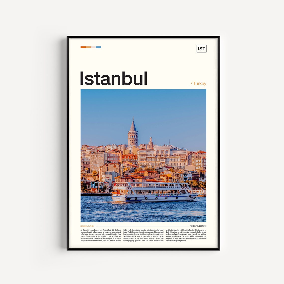 Istanbul Turkey Galata Tower Bosphorus Ferry Photo Travel Poster Art