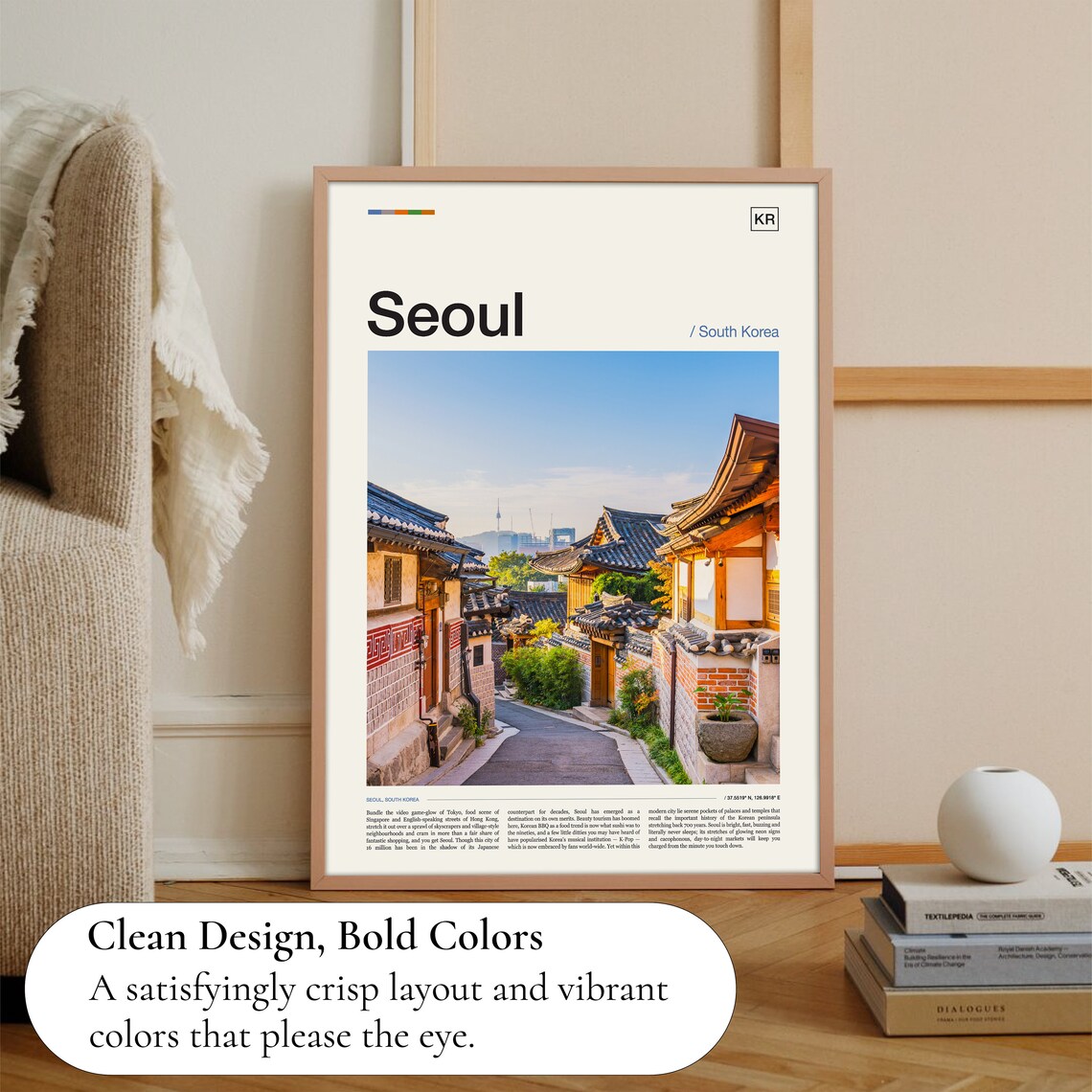 Seoul Skyline, South Korea Travel Poster Art Print - Image 3