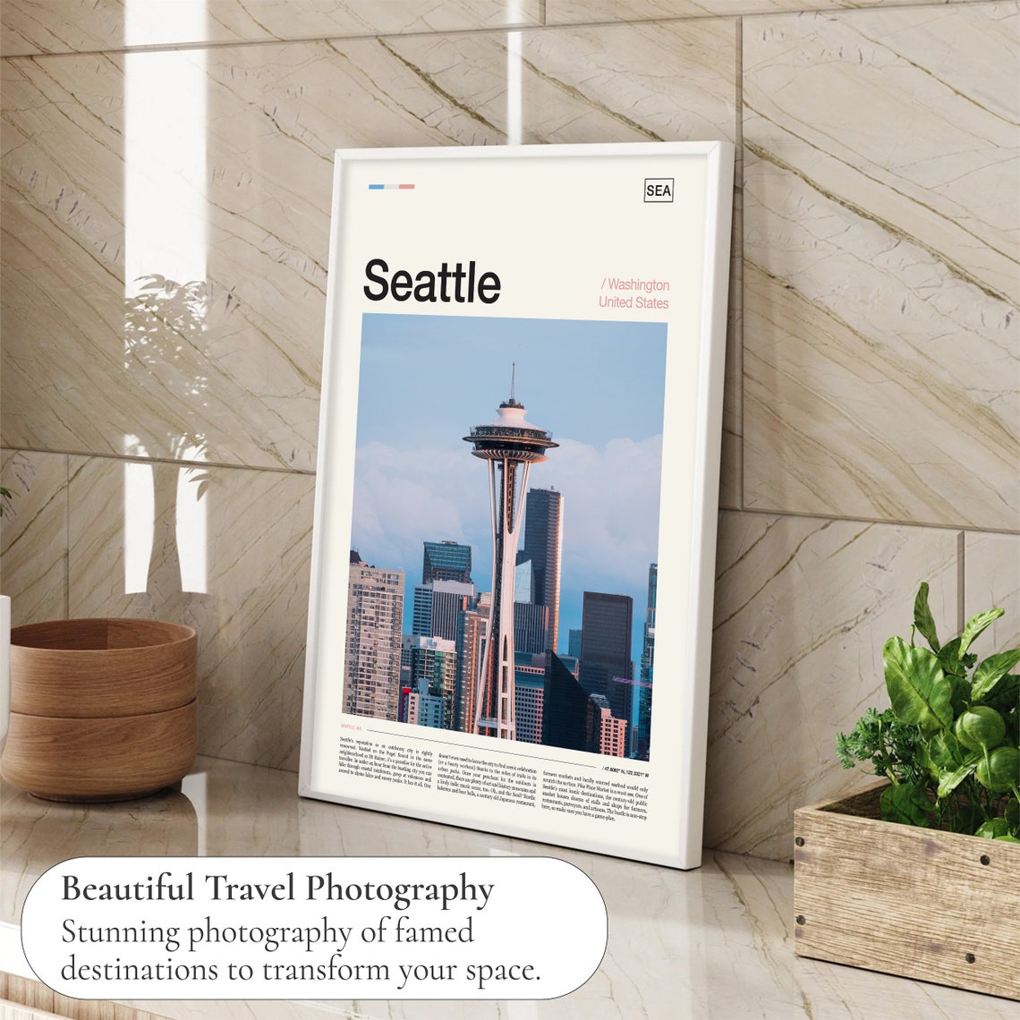 Seattle Washington Space Needle Skyline Photo Travel Poster Decor Art - Image 4