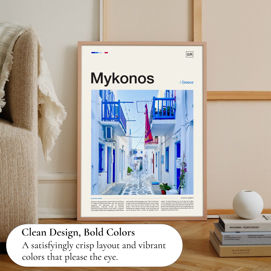 Mykonos Greece Travel Poster, Greece Wall Art - Image 3