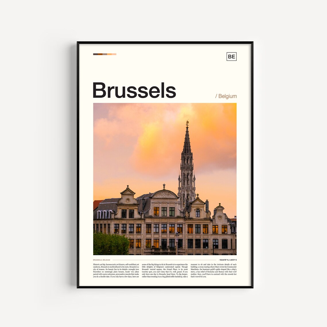 Brussels Travel Poster, Belgium City Print