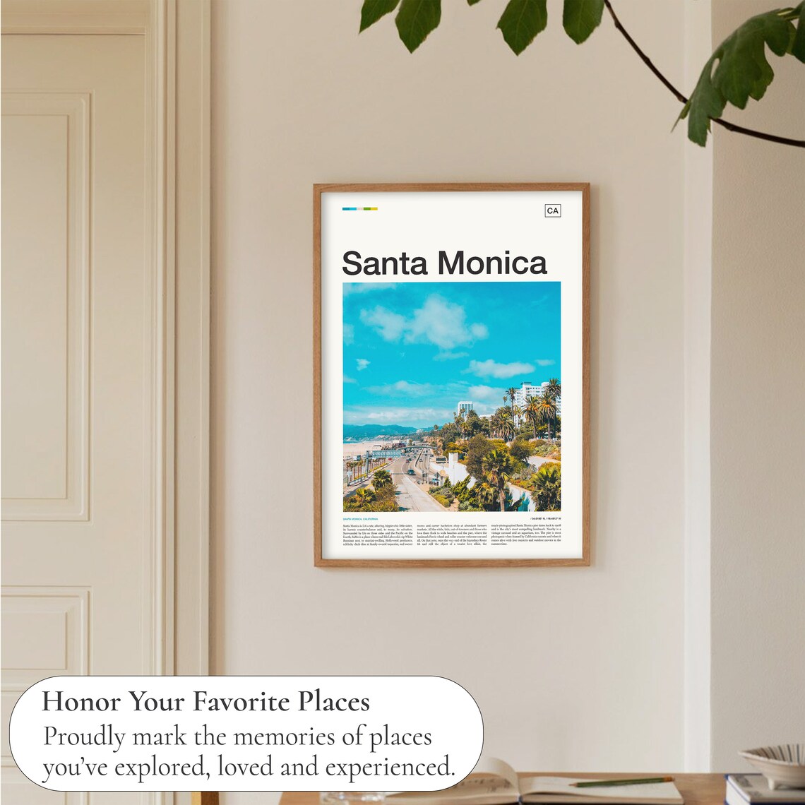 Santa Monica Travel Poster, Holiday Wall Art - Image 5