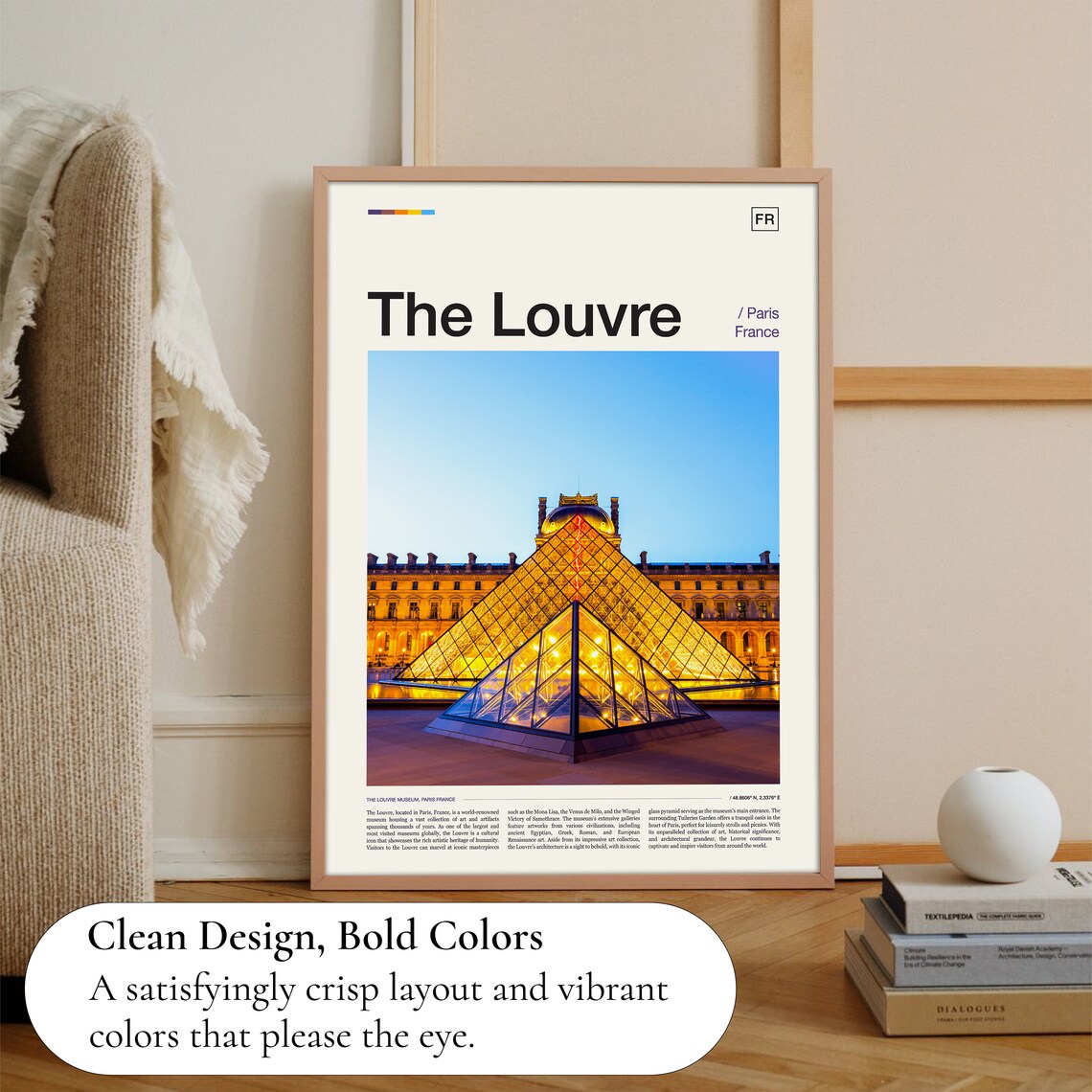 The Louvre Paris France Glass Pyramid Dusk Museum Photo Poster - Image 3
