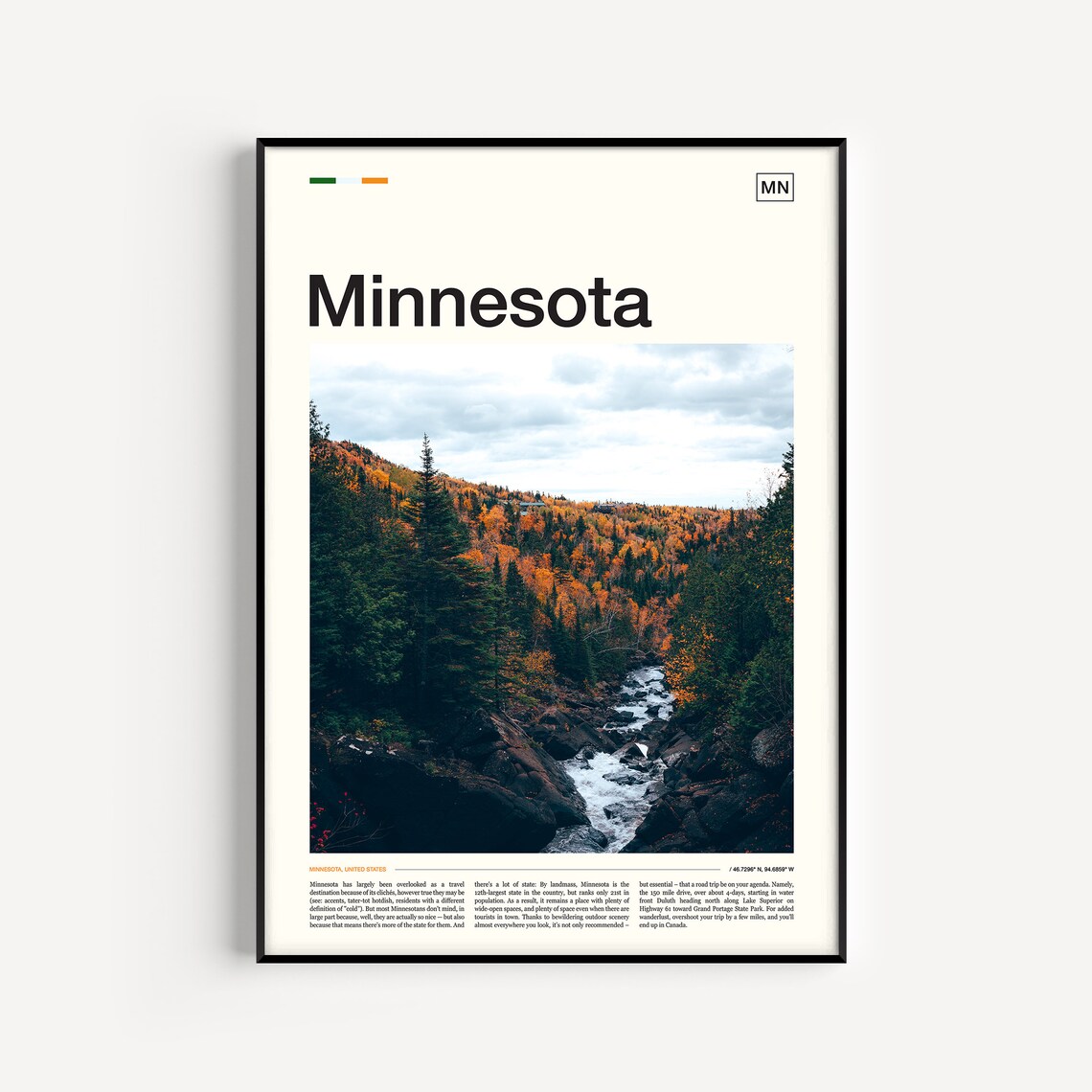 Minnesota Travel Poster, USA Place Print