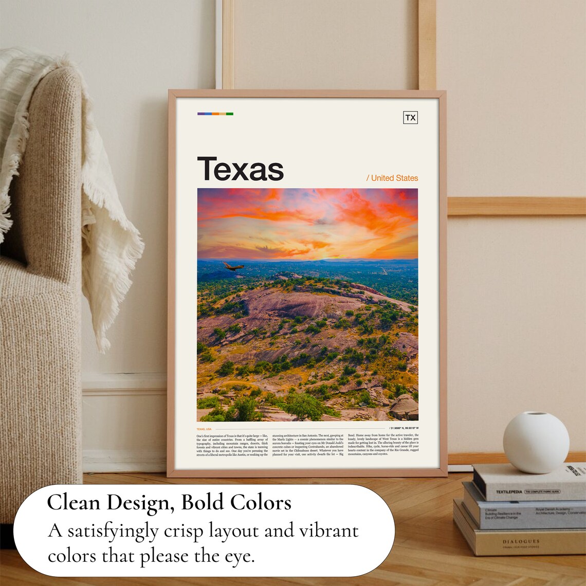 Texas Hill Country Golden Sunset Pink Granite Hills Photography Poster - Image 3