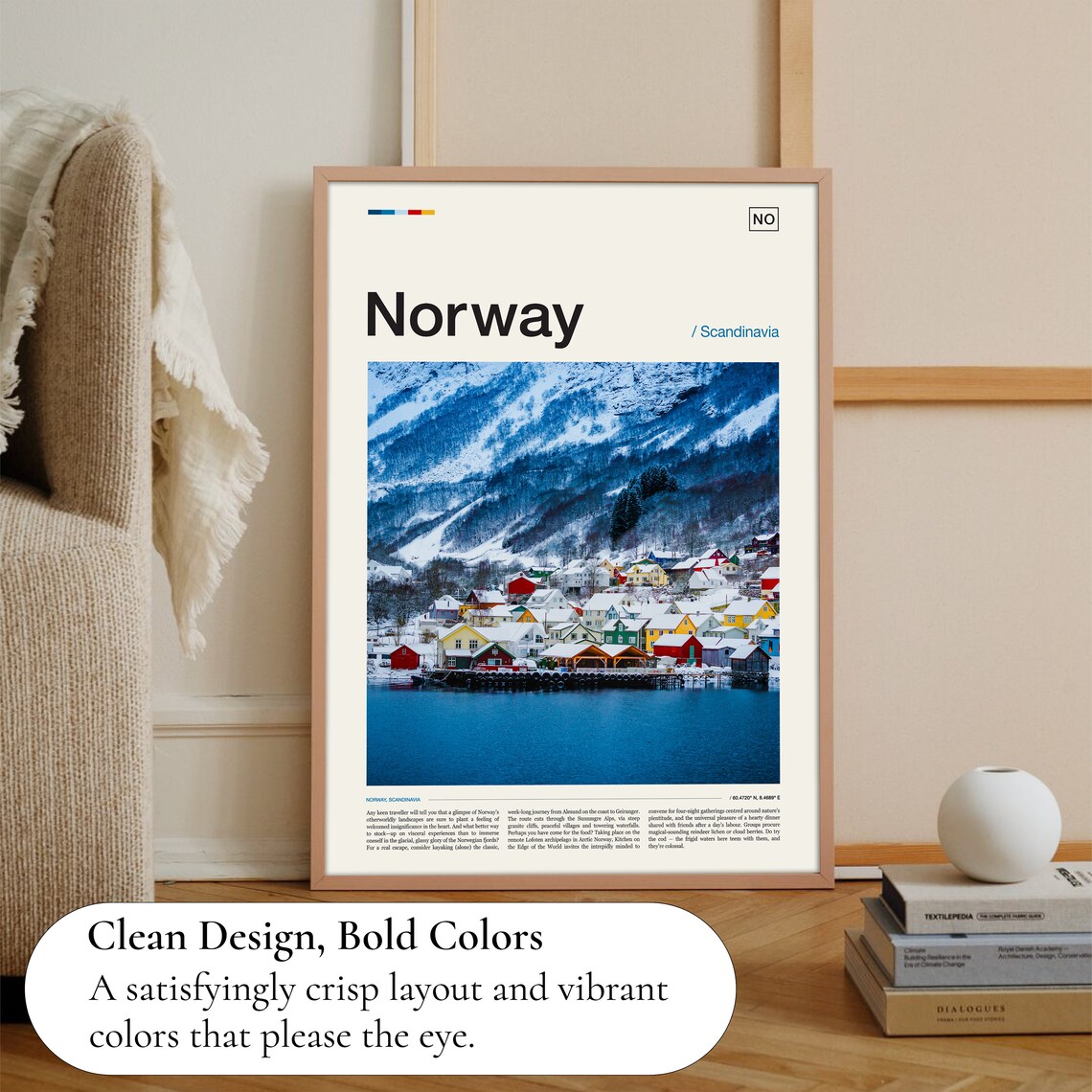 Norway Snowy Fishing Village Winter Scandinavia Fjord Photo Poster - Image 2