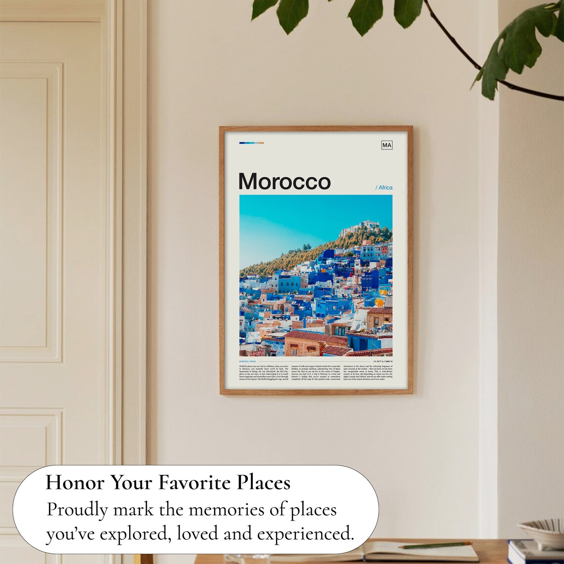 Morocco Africa Blue City Chefchaouen Hillside Houses Photo Poster - Image 5