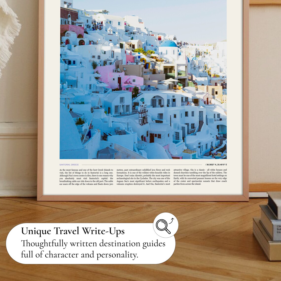 Santorini Greece Whitewashed Cliff Town Blue Domes Photo Travel Poster - Image 2