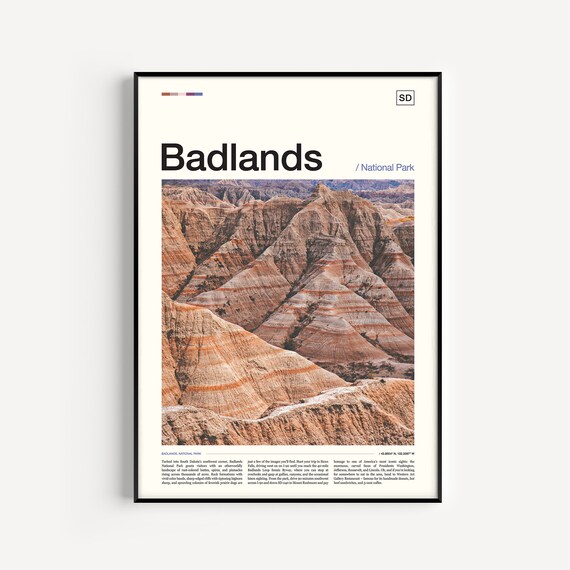 Badlands National Park South Dakota Eroded Spires Photo Travel Poster
