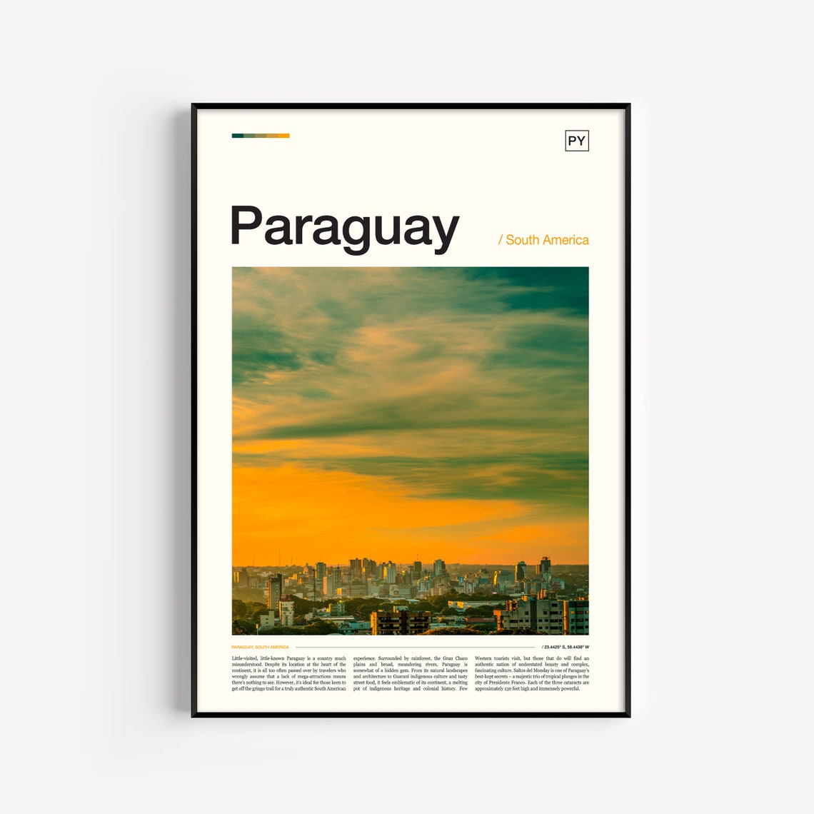 Paraguay Print Paraguay Poster Paraguay Art Print Paraguay Wall Art Paraguay Artwork Paraguay Photo Paraguay Travel Paraguay Decor