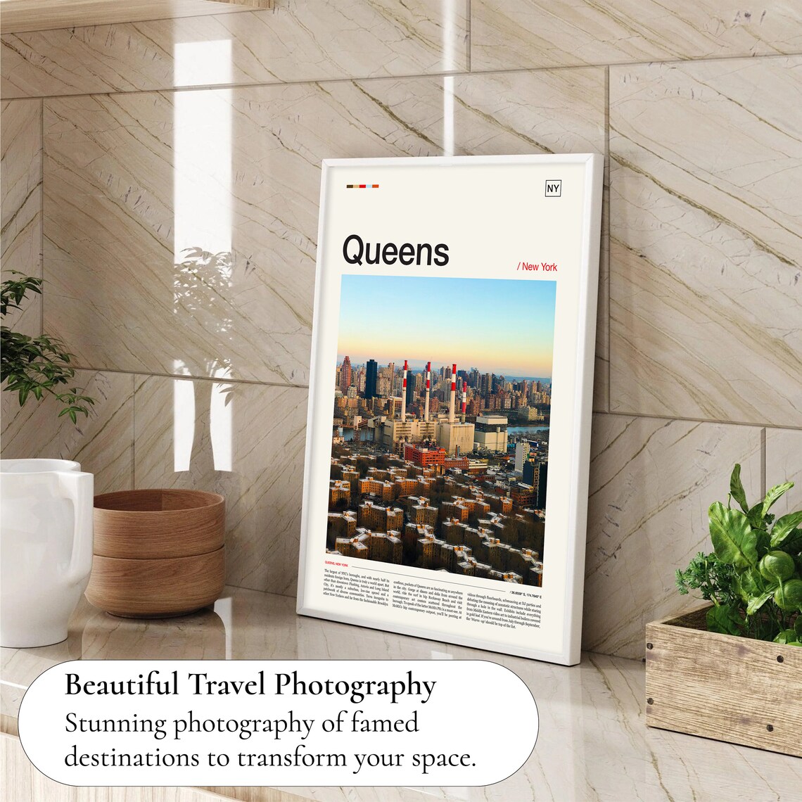 Queens New York Aerial Skyline Sunset City Photography Poster - Image 4