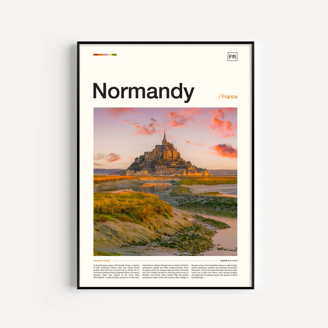 Normandy Art France Art France Print France Poster Mont Saint Michel France Wall Art Travel Wall Art Travel Poster Travel Print