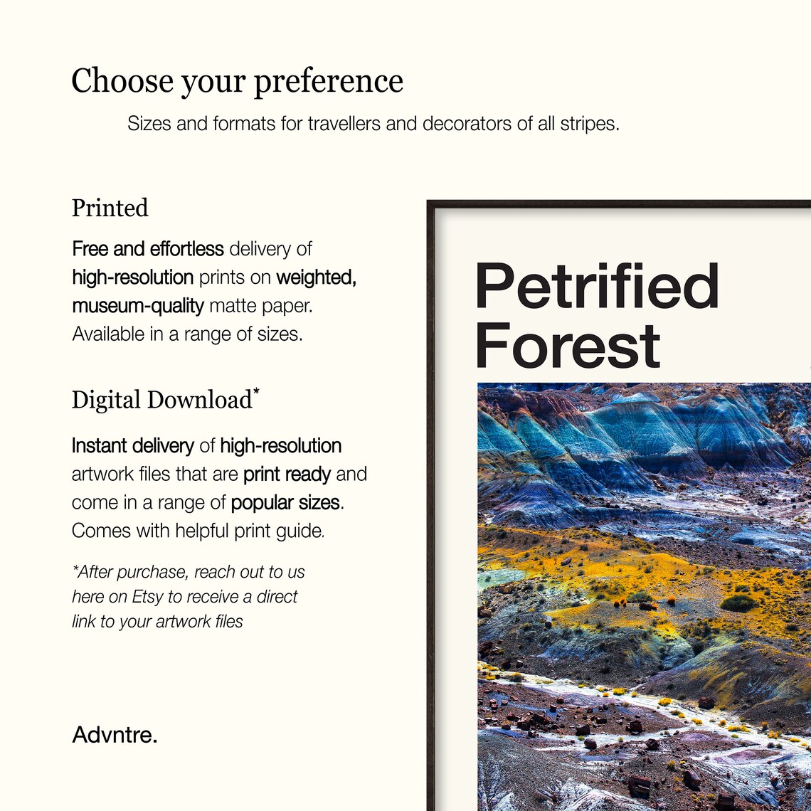 Petrified Forest National Park Painted Desert Badlands Editorial Travel Poster - Image 3