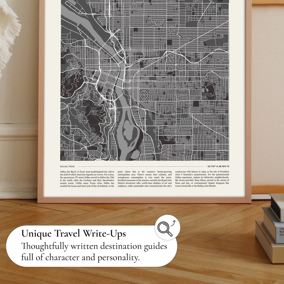 Dallas Texas Street Map Grayscale City Cartography Art Poster Gift - Image 2