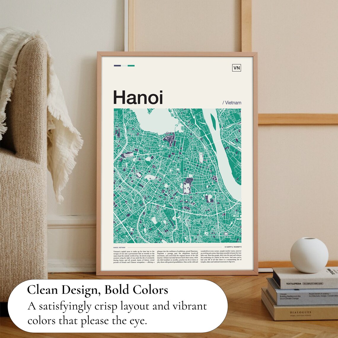 Hanoi Map Print, Vietnam Travel Poster - Image 3