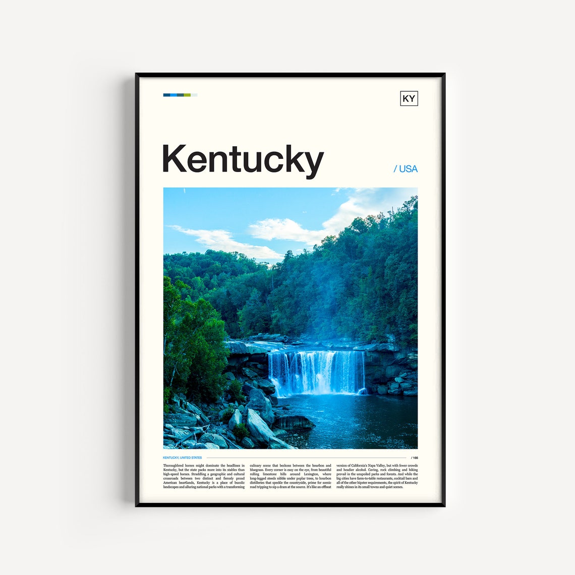 Kentucky Waterfall Forest Scenic Landscape Editorial Travel Poster