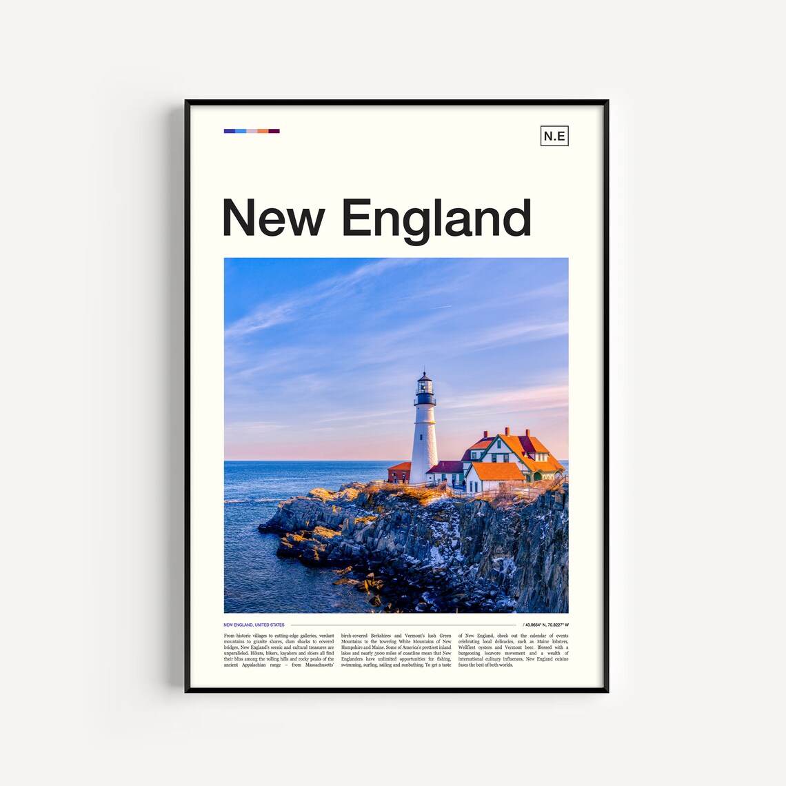New England Portland Head Lighthouse Coastal Maine Travel Poster