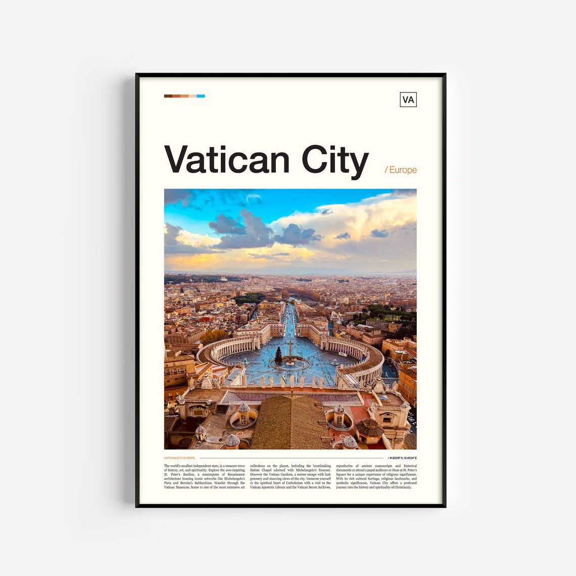 Vatican City Travel Poster, Rome Wall Art